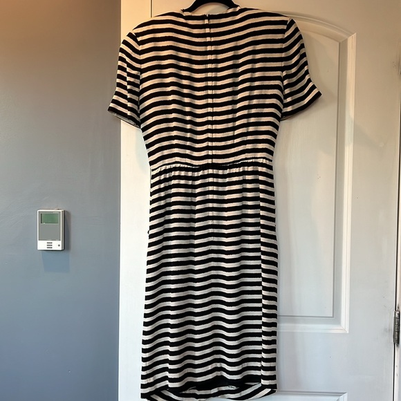 Vintage Albert Nipon Silk Striped Pleated Midi Dress 80s Coastal - Picture 6 of 6
